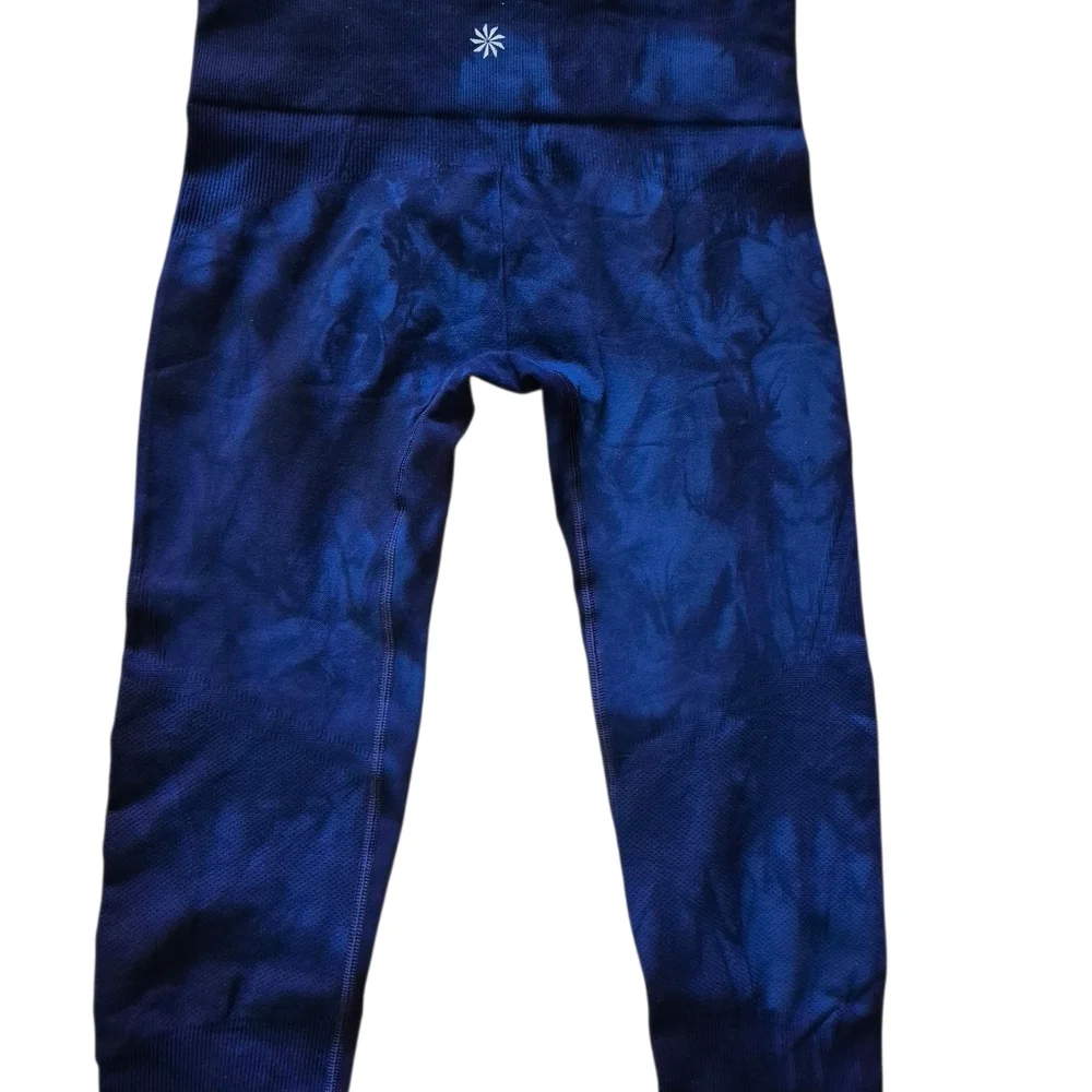 Athleta Women Seamless Compression Capri Cropped Legging Tie Dye Black Sz Small‎